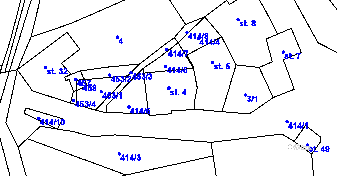 Parcela st. 4 v KÚ Chvalšovice, Katastrální mapa