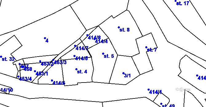 Parcela st. 5 v KÚ Chvalšovice, Katastrální mapa