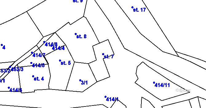 Parcela st. 7 v KÚ Chvalšovice, Katastrální mapa