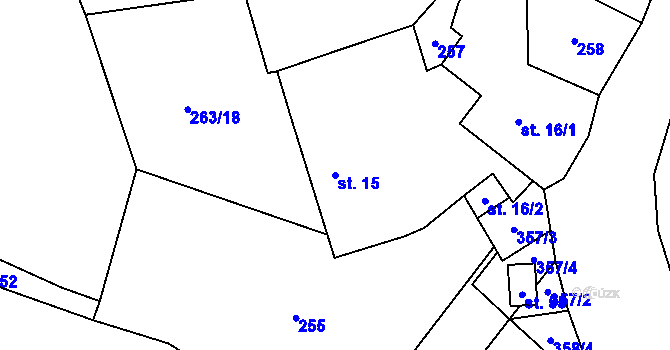 Parcela st. 15 v KÚ Chvalšovice, Katastrální mapa