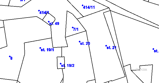 Parcela st. 20 v KÚ Chvalšovice, Katastrální mapa