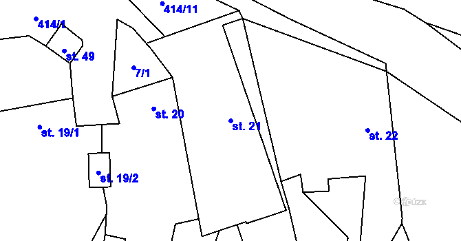 Parcela st. 21 v KÚ Chvalšovice, Katastrální mapa