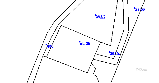Parcela st. 25 v KÚ Chvalšovice, Katastrální mapa