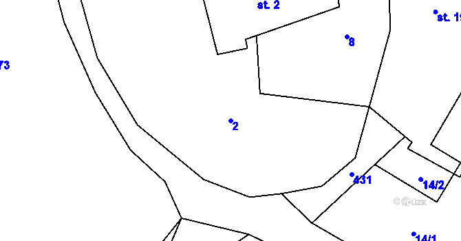 Parcela st. 2 v KÚ Chvalšovice, Katastrální mapa