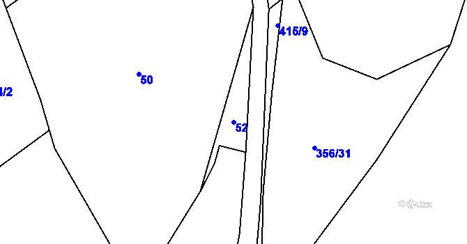 Parcela st. 52 v KÚ Chvalšovice, Katastrální mapa