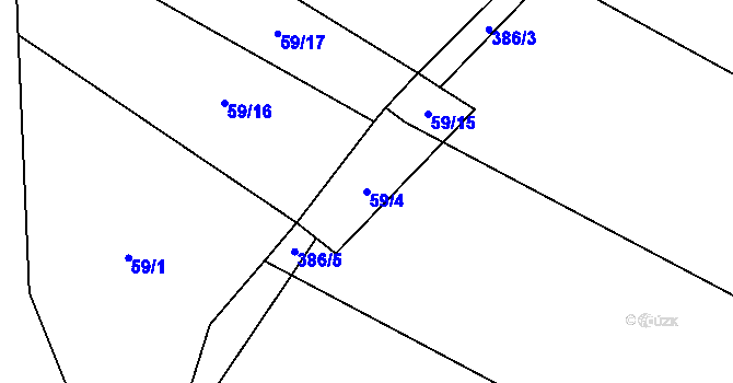 Parcela st. 59/4 v KÚ Chvalšovice, Katastrální mapa