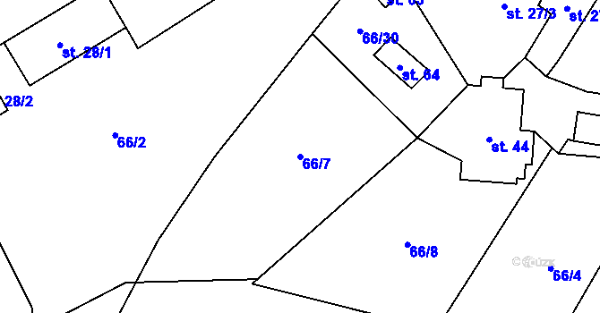 Parcela st. 66/7 v KÚ Chvalšovice, Katastrální mapa