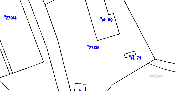 Parcela st. 278/5 v KÚ Chvalšovice, Katastrální mapa