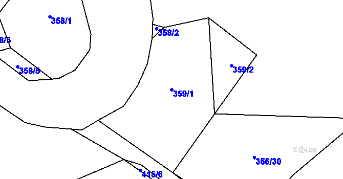Parcela st. 359/1 v KÚ Chvalšovice, Katastrální mapa