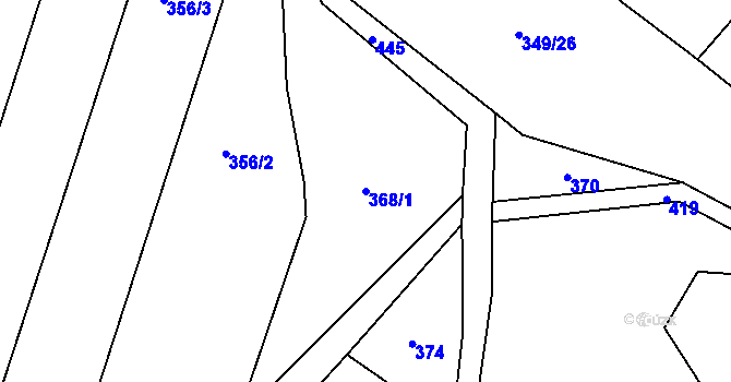 Parcela st. 368/1 v KÚ Chvalšovice, Katastrální mapa