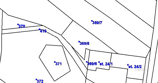 Parcela st. 369/8 v KÚ Chvalšovice, Katastrální mapa