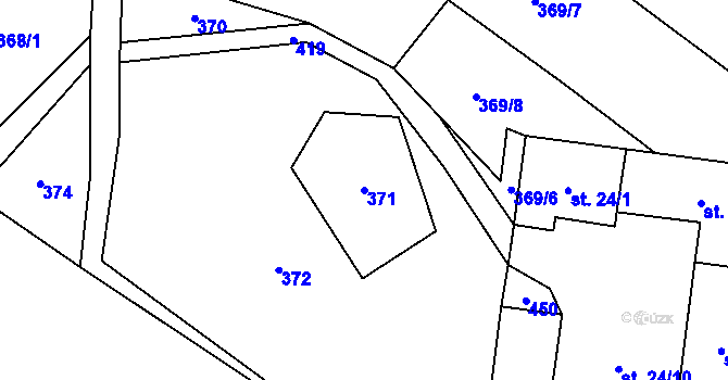Parcela st. 371 v KÚ Chvalšovice, Katastrální mapa
