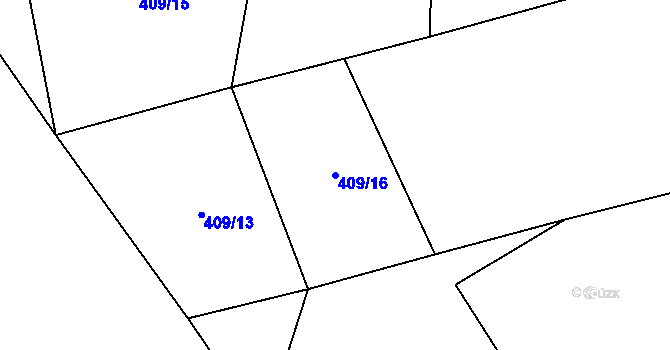 Parcela st. 409/16 v KÚ Chvalšovice, Katastrální mapa