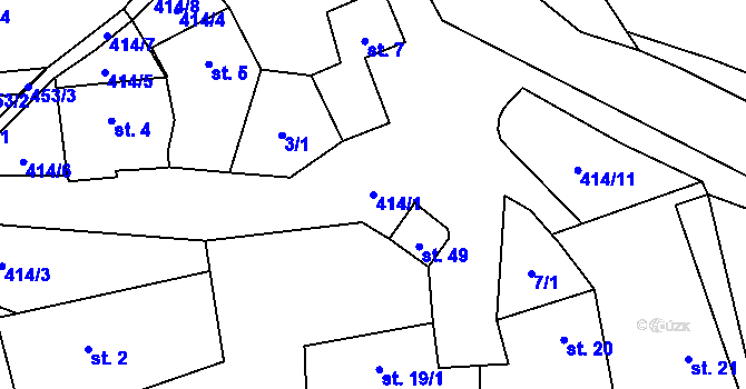 Parcela st. 414/1 v KÚ Chvalšovice, Katastrální mapa
