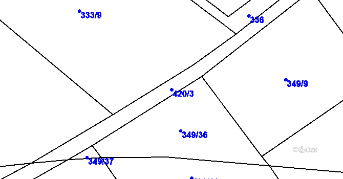 Parcela st. 420/3 v KÚ Chvalšovice, Katastrální mapa