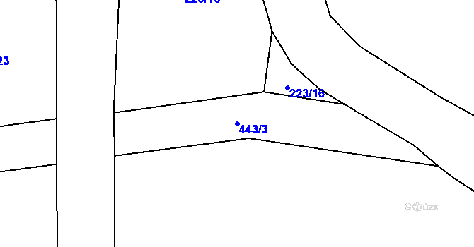 Parcela st. 443/3 v KÚ Chvalšovice, Katastrální mapa