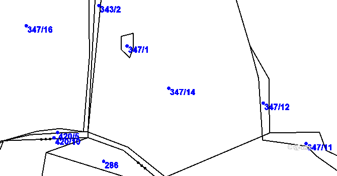 Parcela st. 347/14 v KÚ Chvalšovice, Katastrální mapa