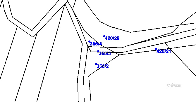Parcela st. 355/3 v KÚ Chvalšovice, Katastrální mapa