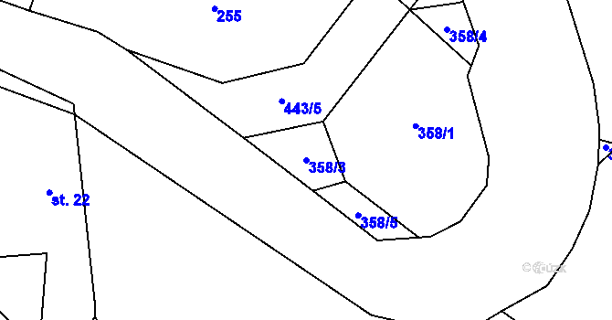 Parcela st. 358/3 v KÚ Chvalšovice, Katastrální mapa