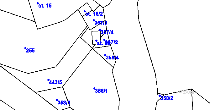 Parcela st. 358/4 v KÚ Chvalšovice, Katastrální mapa