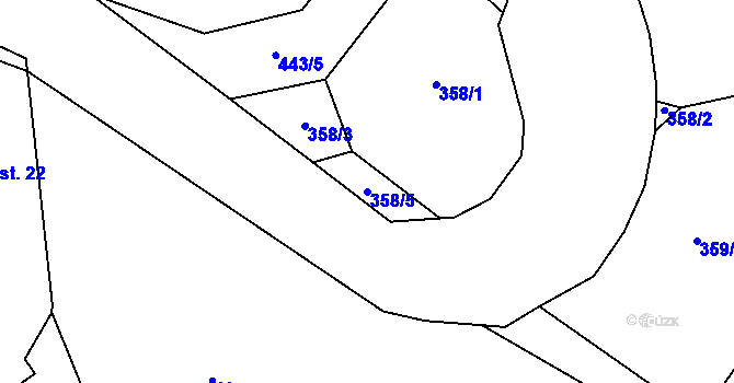 Parcela st. 358/5 v KÚ Chvalšovice, Katastrální mapa