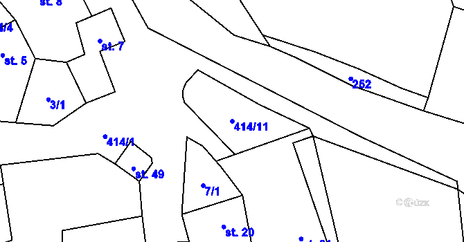 Parcela st. 414/11 v KÚ Chvalšovice, Katastrální mapa