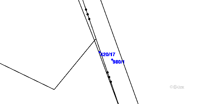 Parcela st. 420/17 v KÚ Chvalšovice, Katastrální mapa