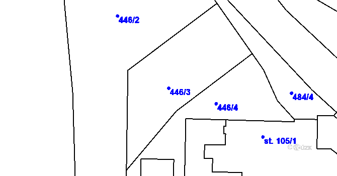 Parcela st. 446/3 v KÚ Dřetovice, Katastrální mapa
