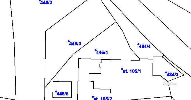 Parcela st. 446/4 v KÚ Dřetovice, Katastrální mapa