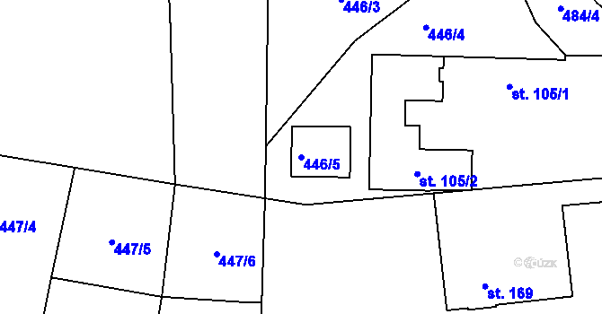 Parcela st. 446/5 v KÚ Dřetovice, Katastrální mapa