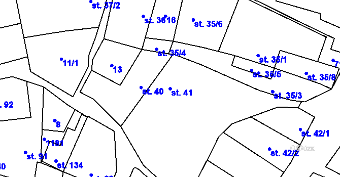 Parcela st. 41 v KÚ Dřetovice, Katastrální mapa