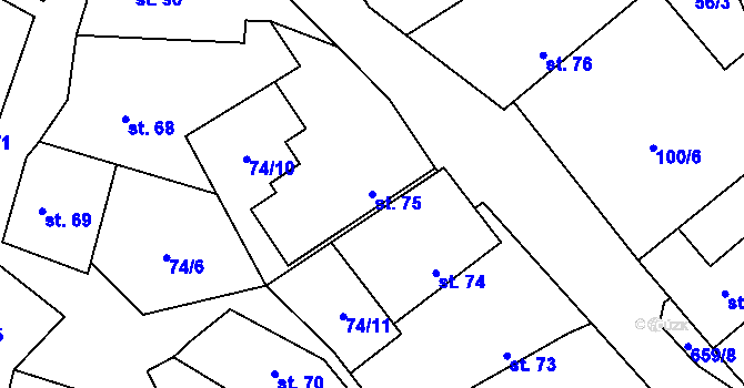 Parcela st. 75 v KÚ Dřetovice, Katastrální mapa