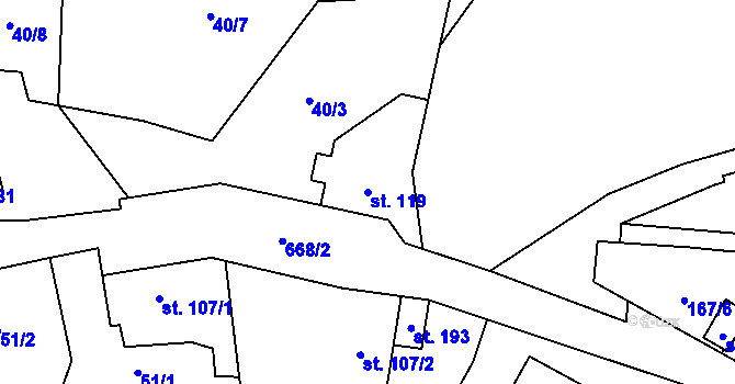 Parcela st. 119 v KÚ Dřetovice, Katastrální mapa