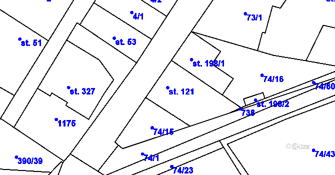 Parcela st. 121 v KÚ Dřetovice, Katastrální mapa