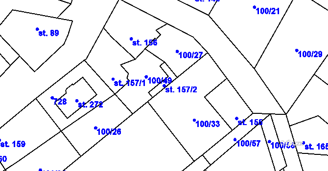 Parcela st. 157/2 v KÚ Dřetovice, Katastrální mapa