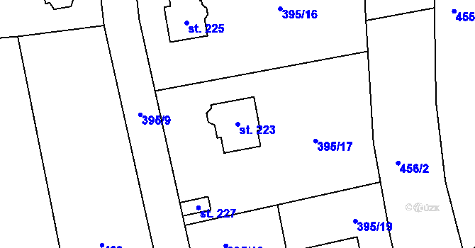 Parcela st. 223 v KÚ Dřetovice, Katastrální mapa