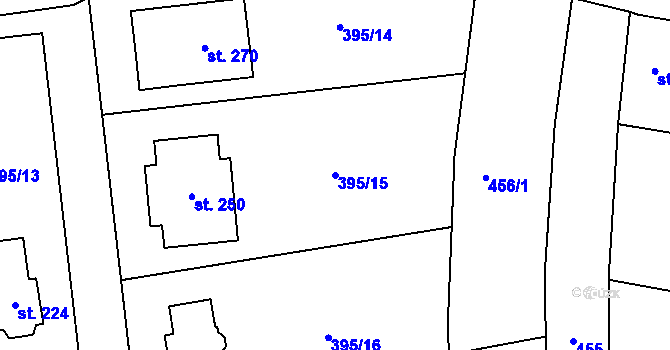 Parcela st. 395/15 v KÚ Dřetovice, Katastrální mapa