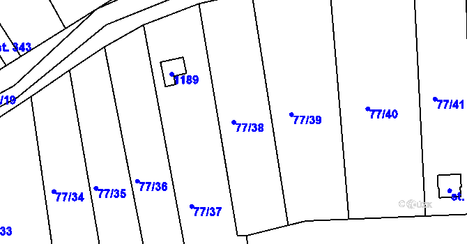 Parcela st. 77/38 v KÚ Dřetovice, Katastrální mapa