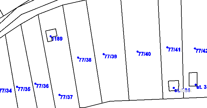 Parcela st. 77/39 v KÚ Dřetovice, Katastrální mapa