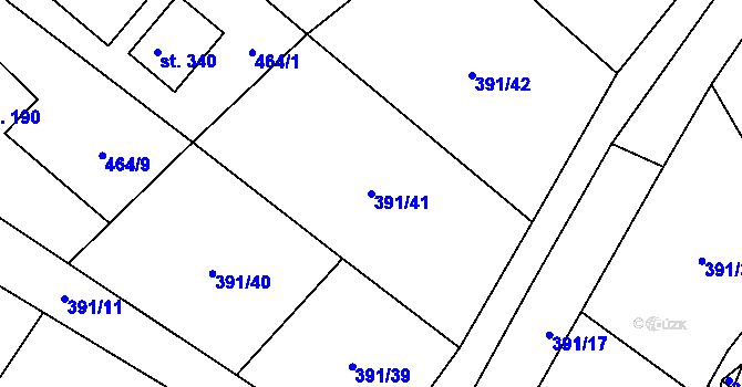 Parcela st. 391/41 v KÚ Dřetovice, Katastrální mapa