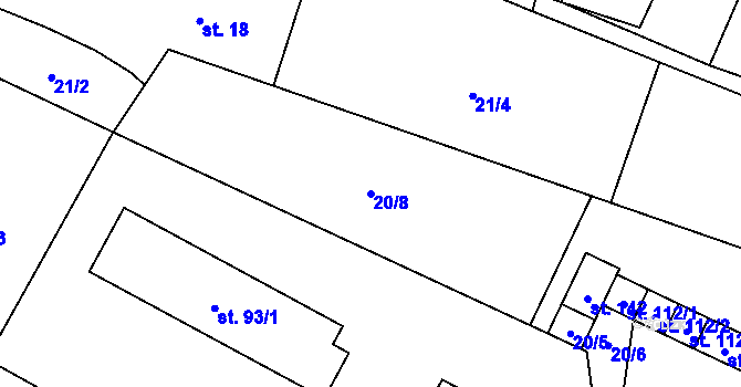 Parcela st. 20/8 v KÚ Dřevčice, Katastrální mapa