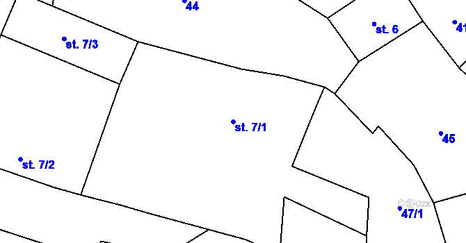 Parcela st. 7/1 v KÚ Dřevčice, Katastrální mapa