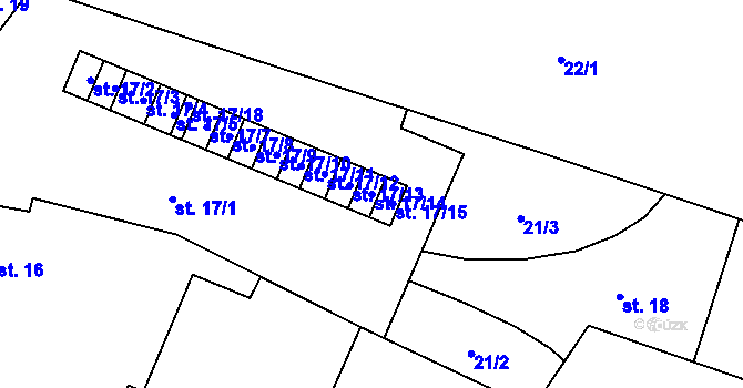 Parcela st. 17/14 v KÚ Dřevčice, Katastrální mapa