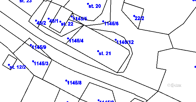 Parcela st. 21 v KÚ Dřevčice, Katastrální mapa