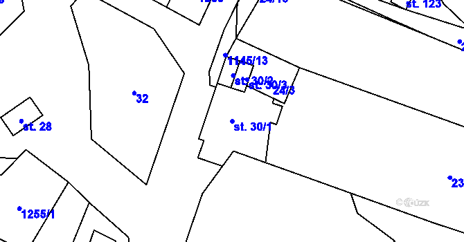 Parcela st. 30/1 v KÚ Dřevčice, Katastrální mapa