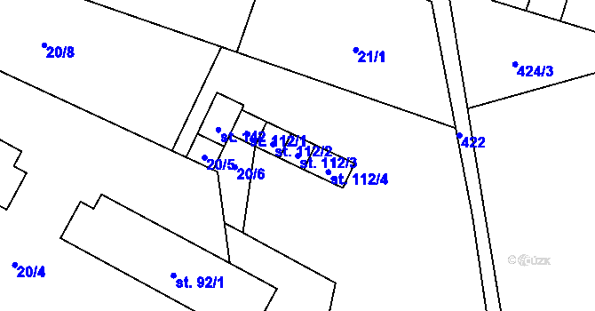 Parcela st. 112/3 v KÚ Dřevčice, Katastrální mapa