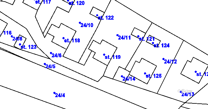 Parcela st. 119 v KÚ Dřevčice, Katastrální mapa