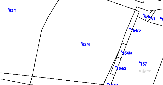 Parcela st. 62/4 v KÚ Dřevčice, Katastrální mapa