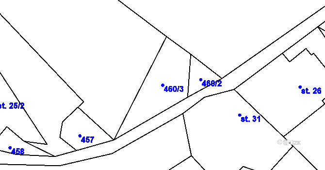 Parcela st. 460/3 v KÚ Heřmánky, Katastrální mapa