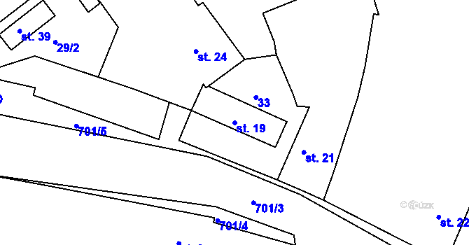 Parcela st. 19 v KÚ Buček, Katastrální mapa